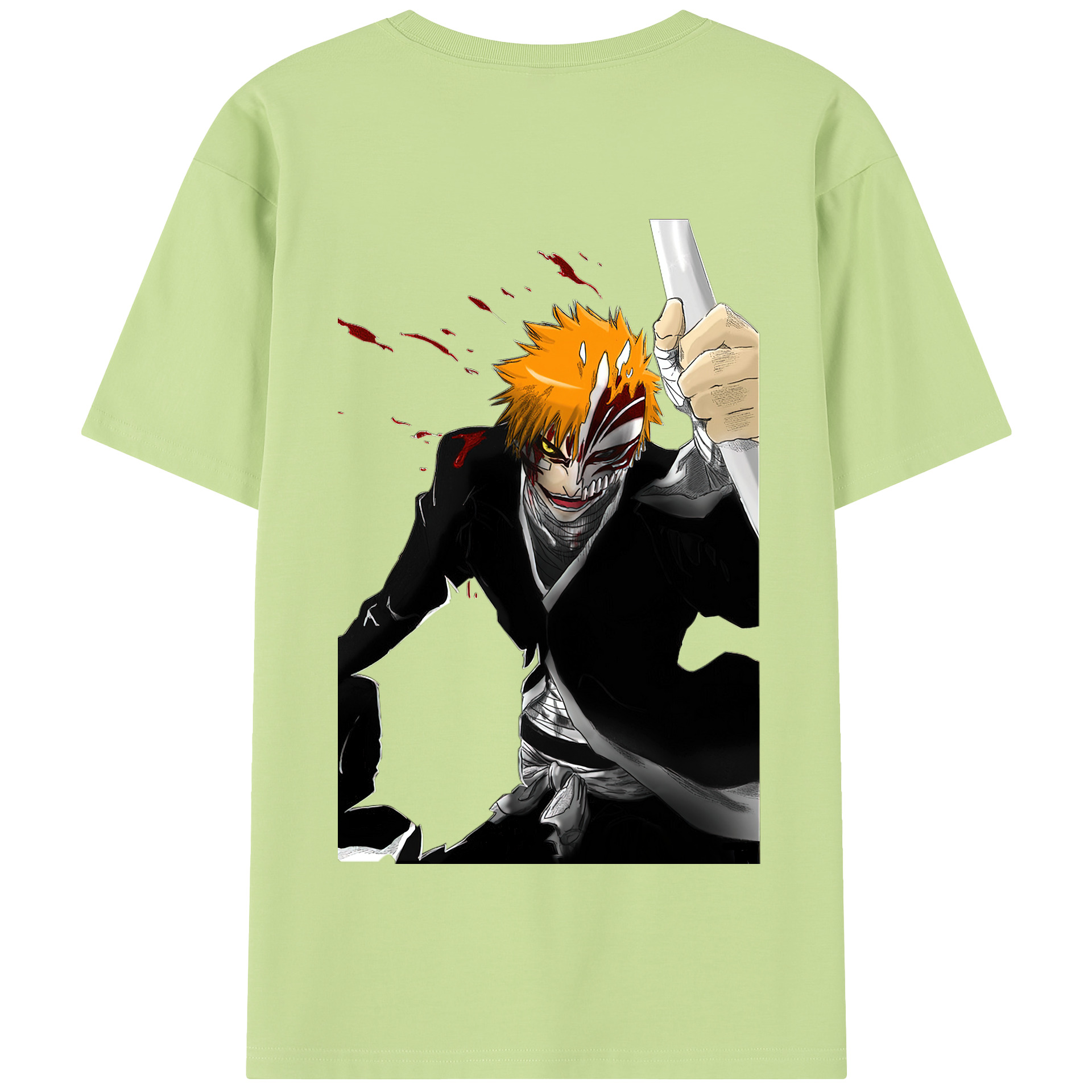 （画像用） ブリーチ 黒崎一護（くろさき いちご）BLEACH Kurosaki Ichigo 綿100％半袖Tシャツ（背面プリント）
